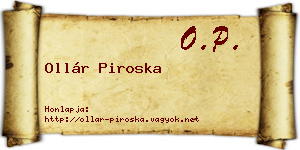 Ollár Piroska névjegykártya